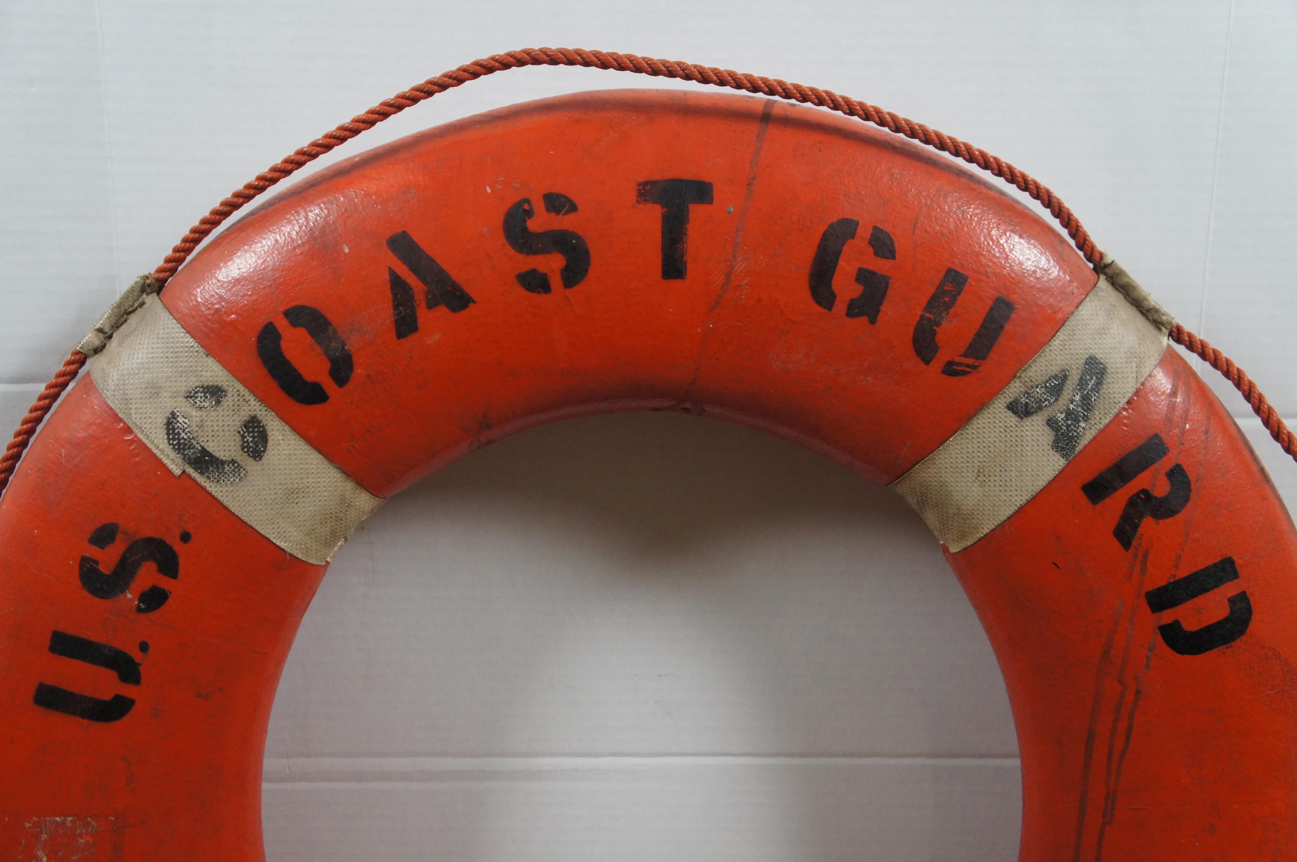 Foam US Coast Guard Manitou Harbour Cutter Orange Tug Boat Life Preserver Ring 30