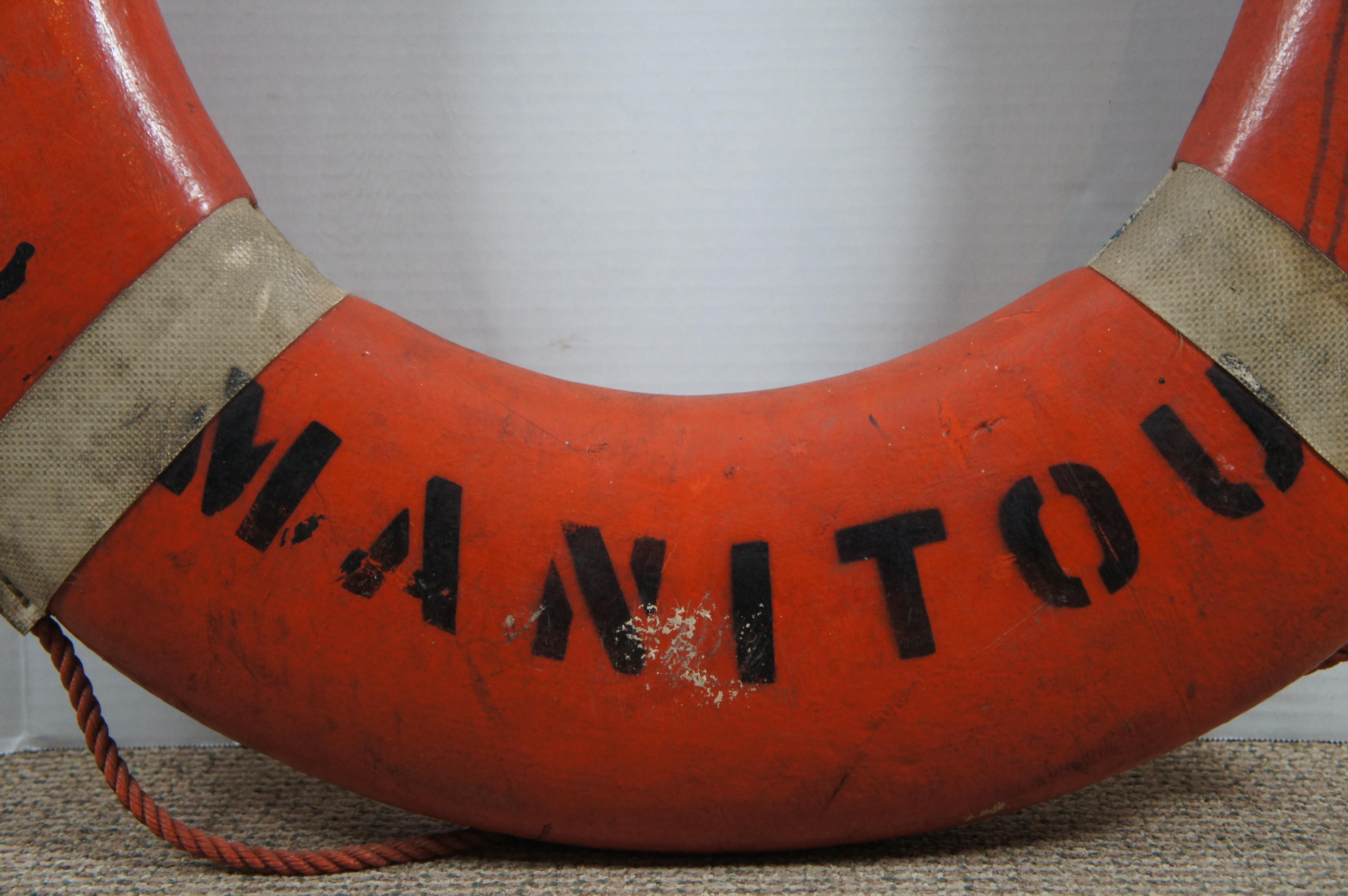 US Coast Guard Manitou Harbour Cutter Orange Tug Boat Life Preserver Ring 30
