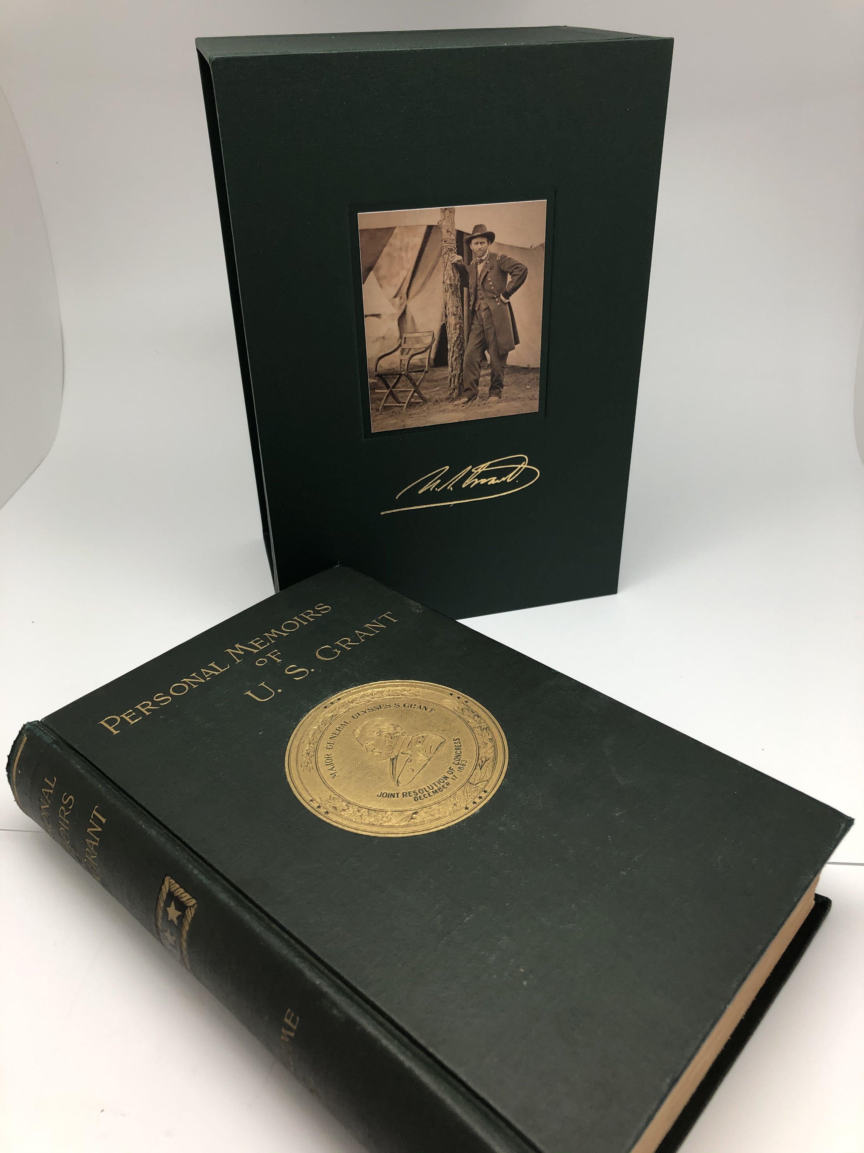 Grant, Ulysses S., Personal Memoirs of U.S. Grant, New York: Charles L. Webster and Co., 1885-1886. Two volume set. Octavo, period cloth bindings with matching slipcase.

This complete two-volume set of Ulysses S. Grant’s personal memoirs is a first