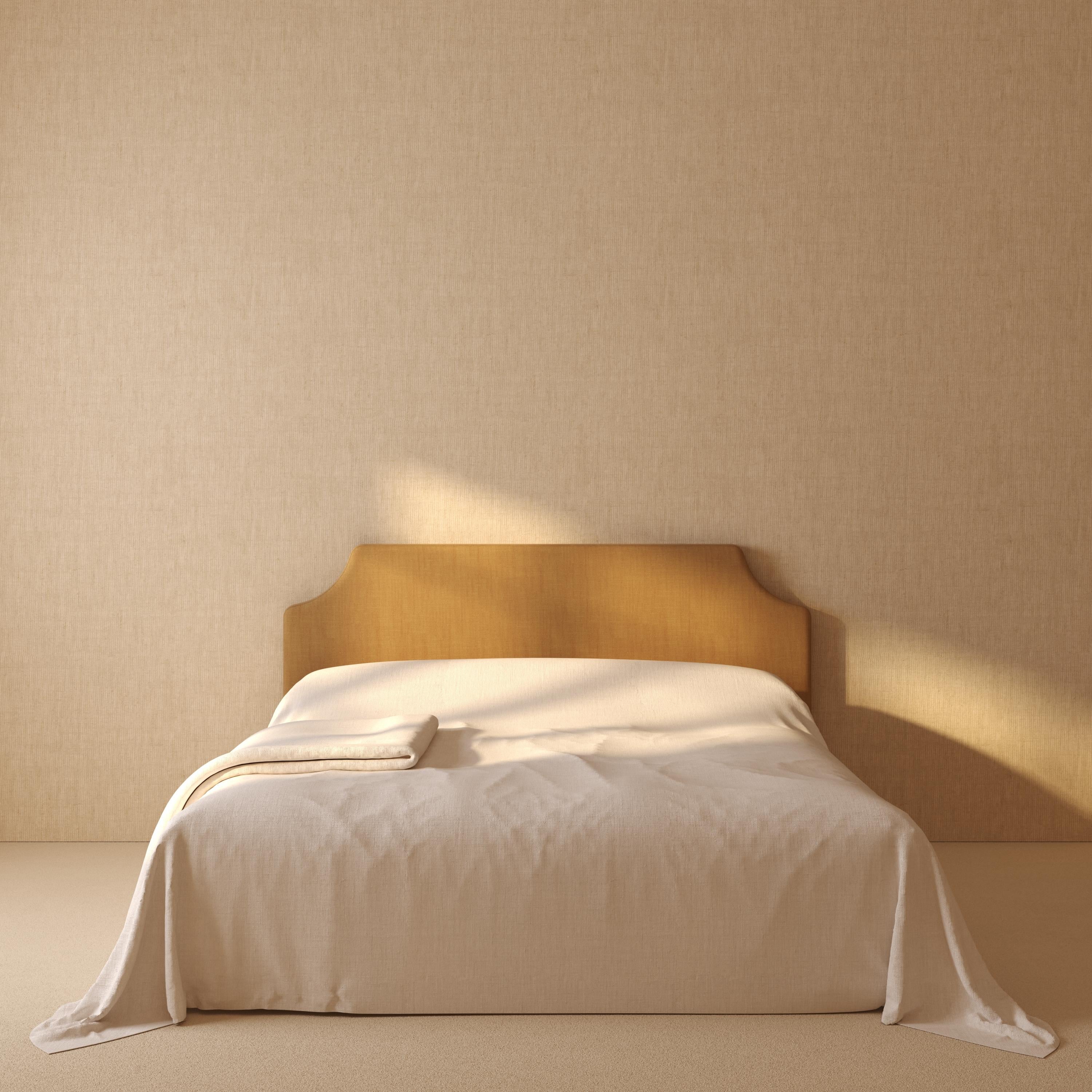 US King Size Cabana Headboard upholstered in Romo Linara For Sale 2