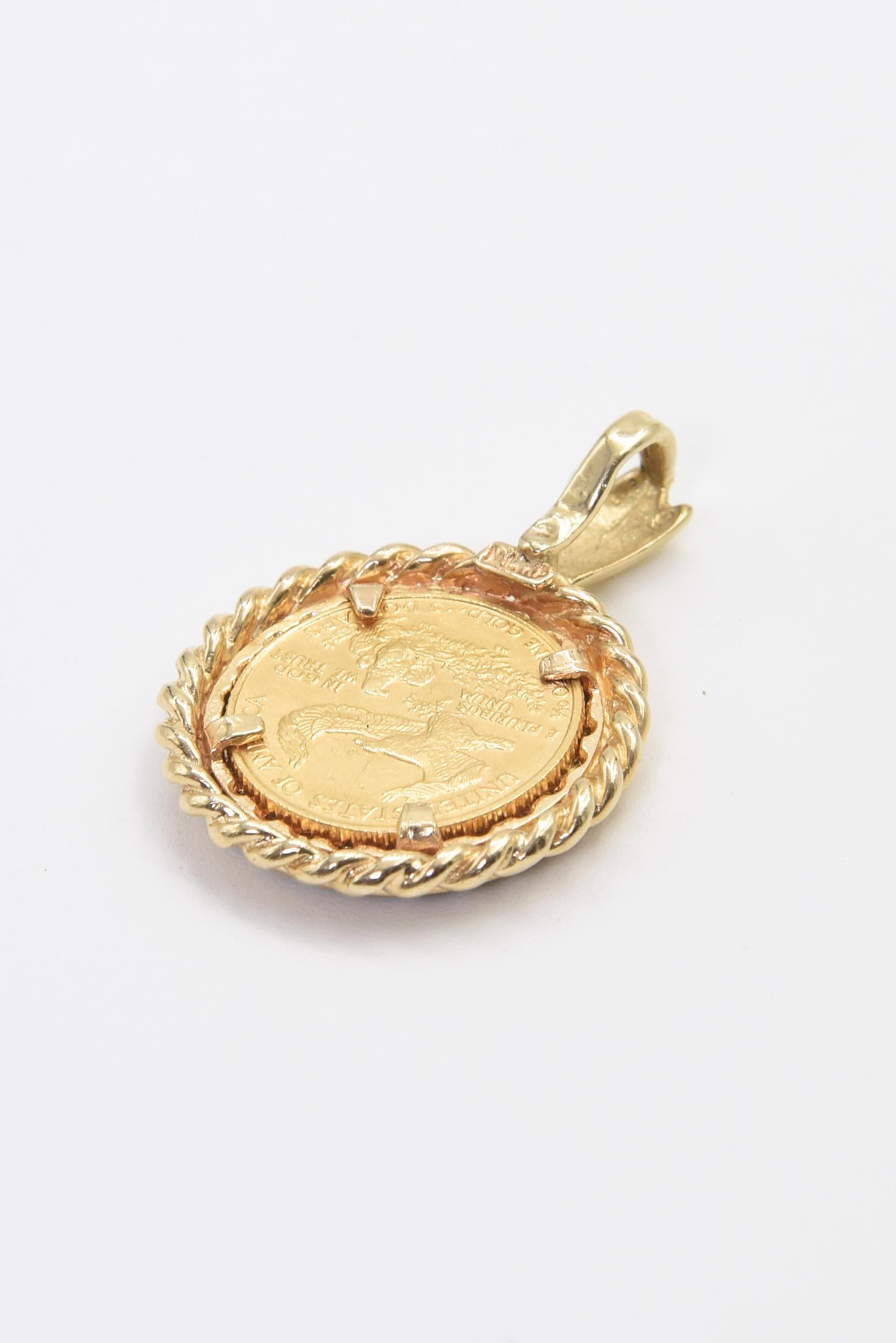 Women's or Men's US Liberty Coin Diamond Necklace Gold Pendant Charm