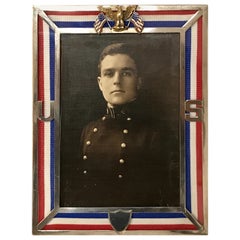 US Military Sterling and Gold US Emblem Motif Frame, WWI Era, Theodore B. Starr