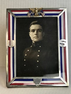 US Military Sterling and Gold US Emblem Motif Frame, WWI Era, Theodore B. Starr