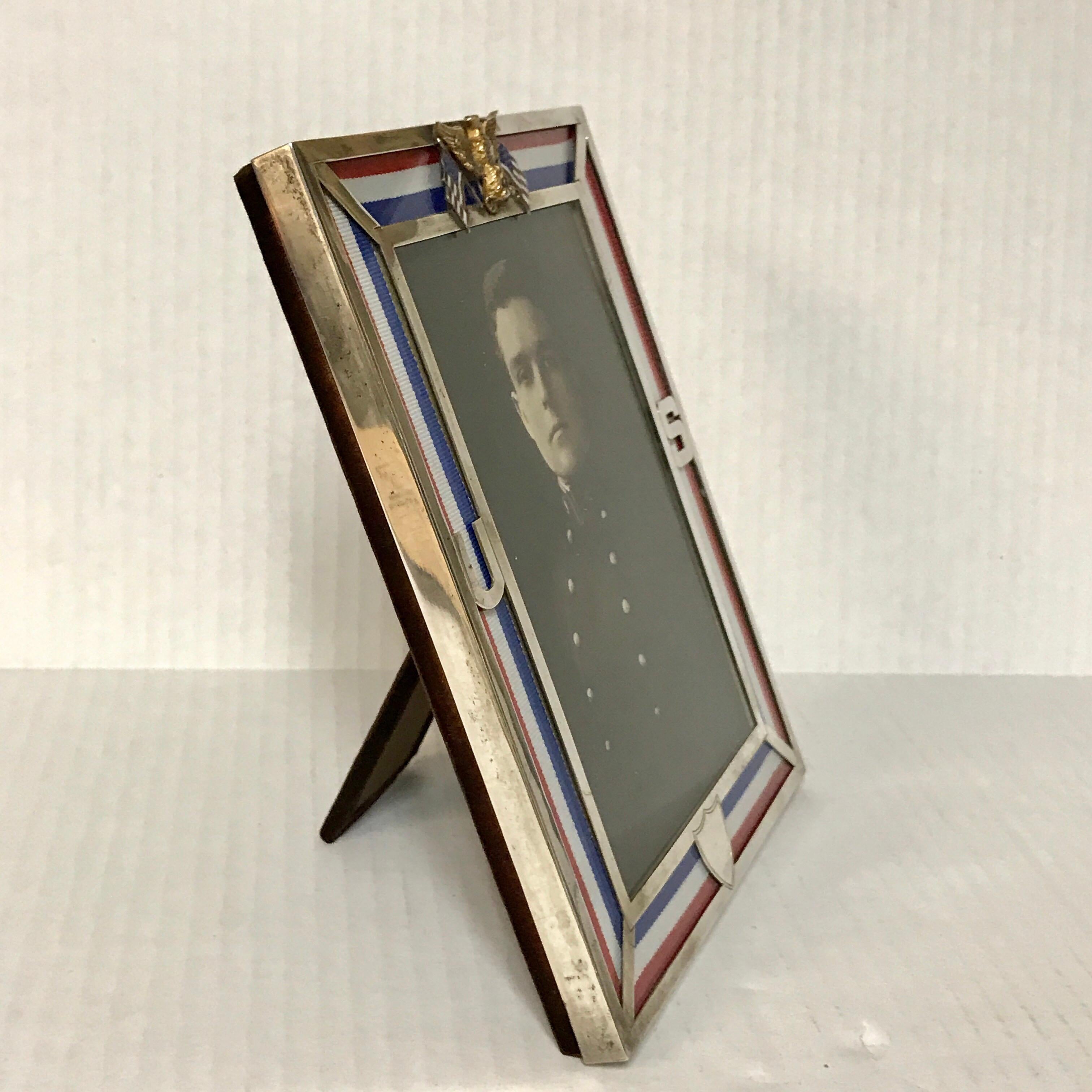 US Military Sterling and Gold US Emblem Motif Frame, WWI Era, Theodore B. Starr 4