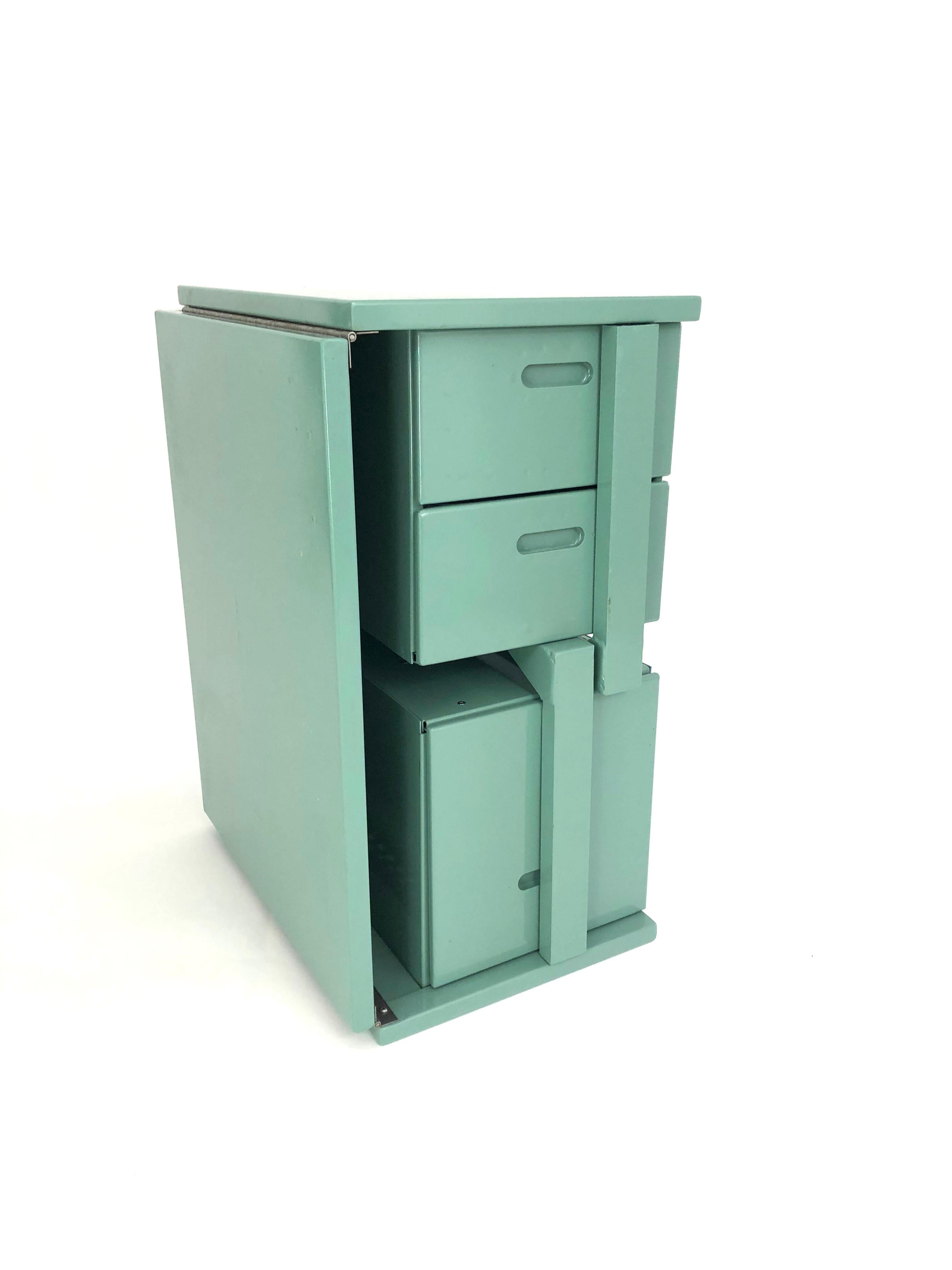 US Military Vintage Folding Celadon Green Painted Metal Field Desk 2