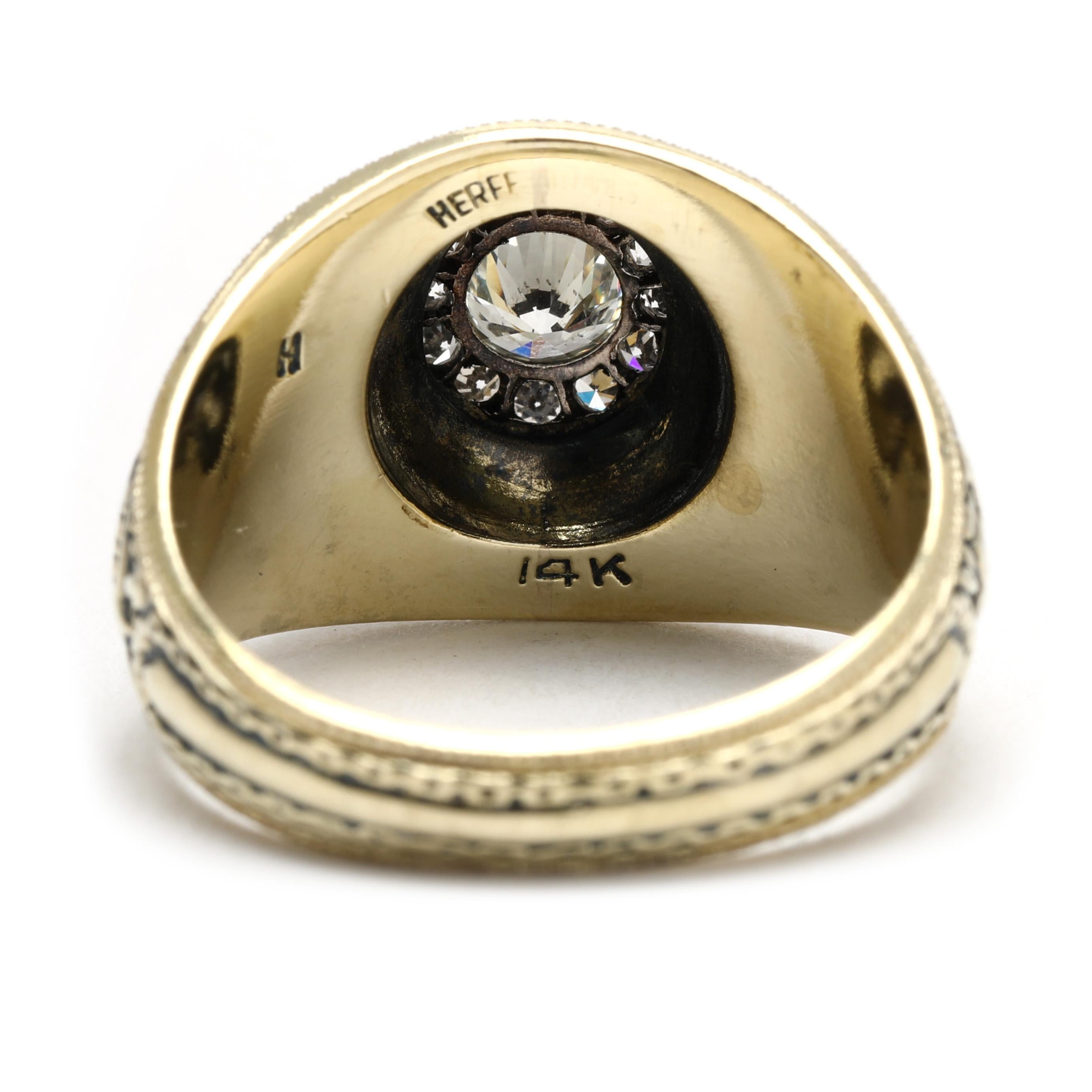 US Naval Academy Bague en or jaune 14k avec un diamant de 0,48ctw, taille 6,5 Bon état - En vente à McLeansville, NC