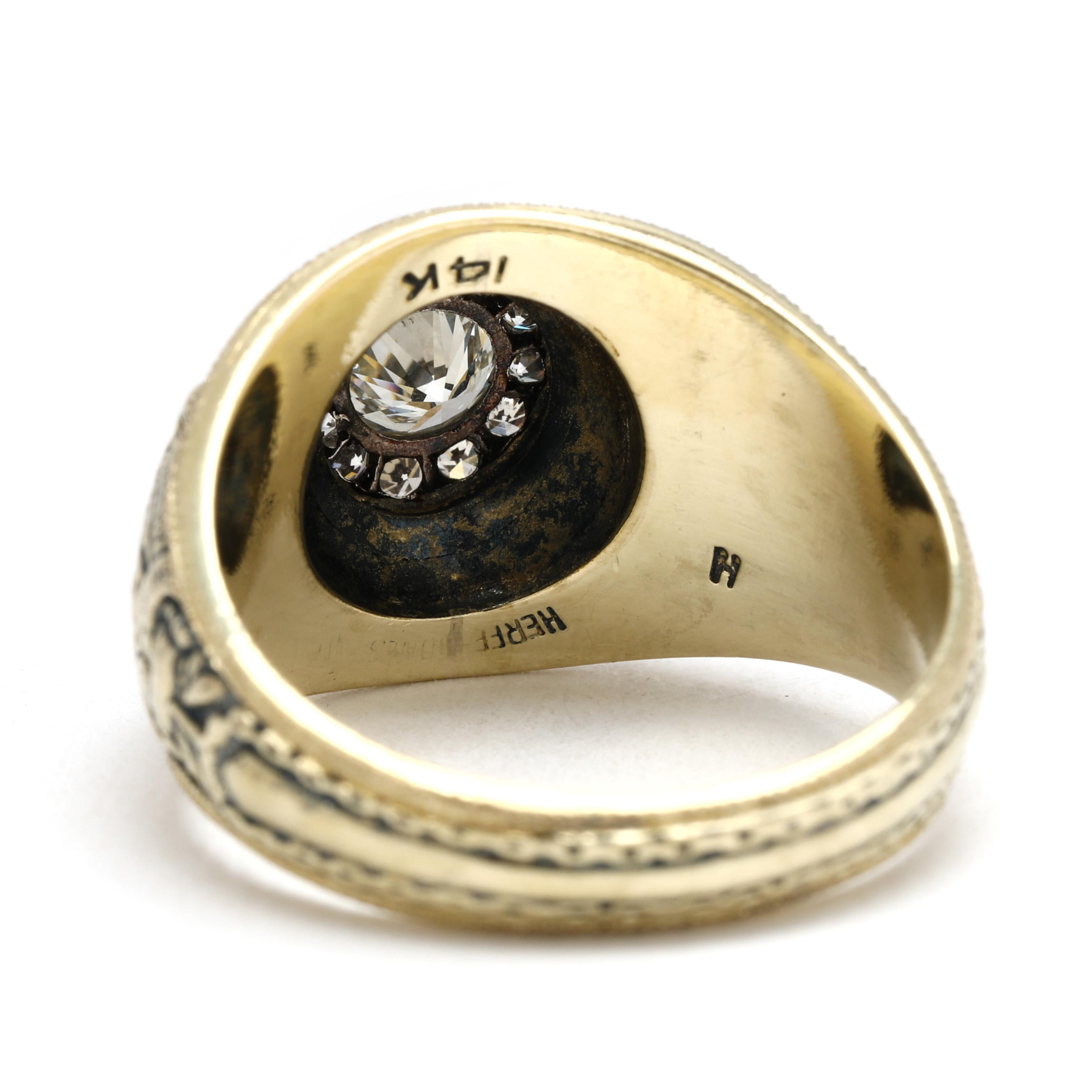 US Naval Academy Bague en or jaune 14k avec un diamant de 0,48ctw, taille 6,5 en vente 1