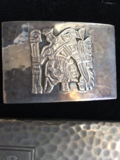 US Naval Academy USNA 1927 Sterling Silver Cigarette Case & Mayan Belt Buckle