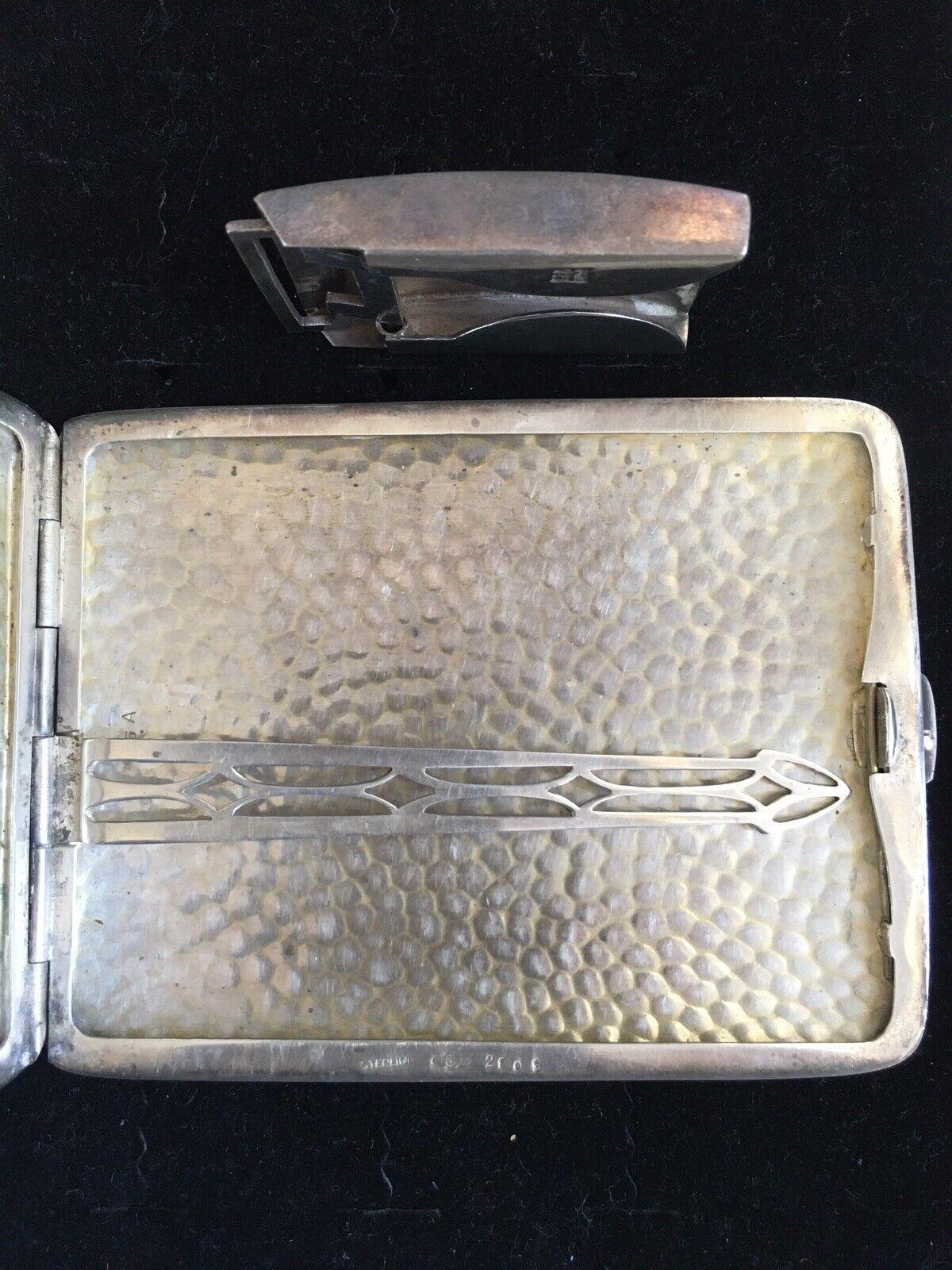 Art Deco US Naval Academy USNA 1927 Sterling Silver Cigarette Case & Mayan Belt Buckle For Sale