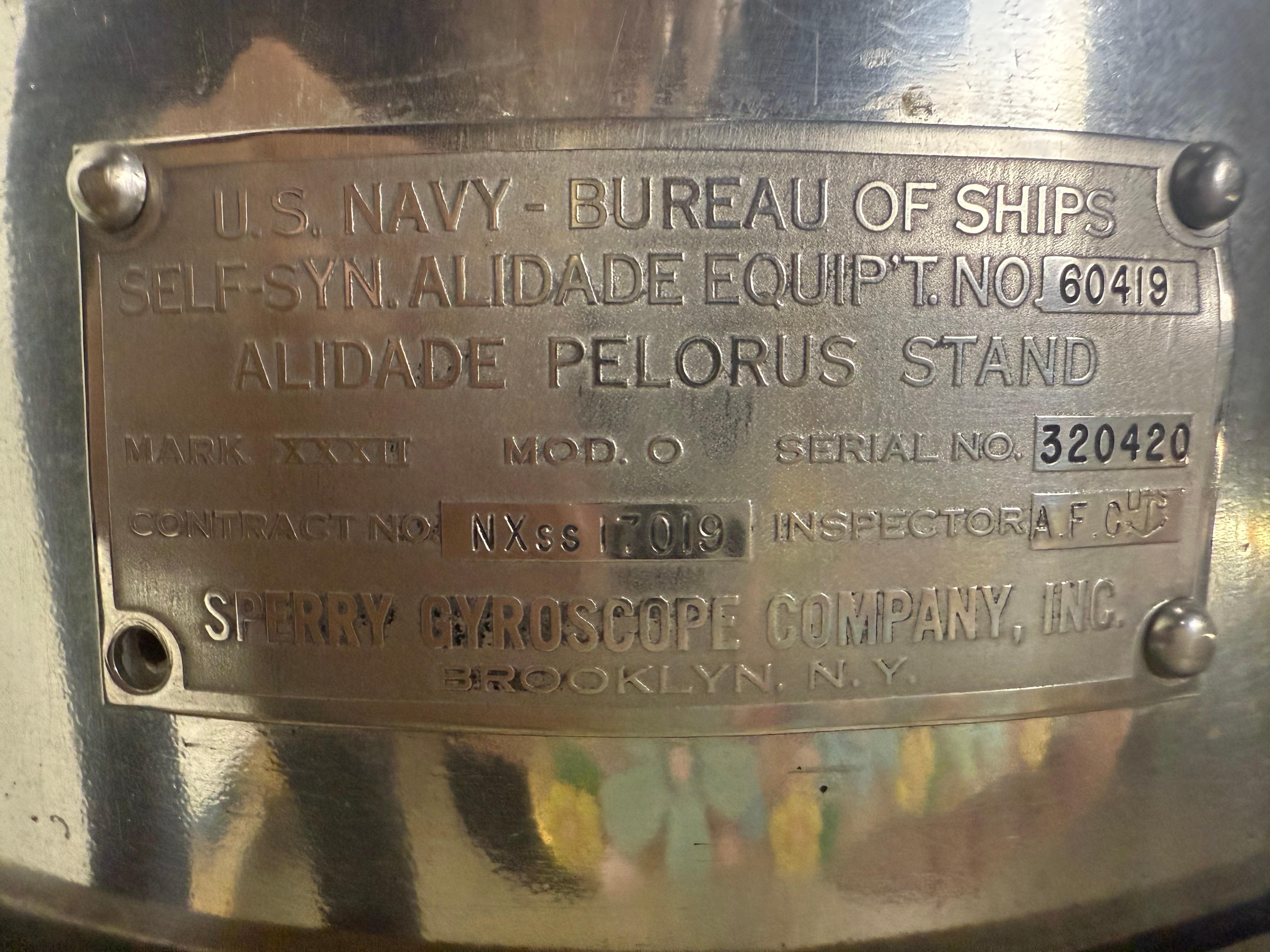 Industrial U.S. Navy Alidade Pelorus Stand by Sperry Gyroscope Company, Mark XXXI, Mod 0 For Sale