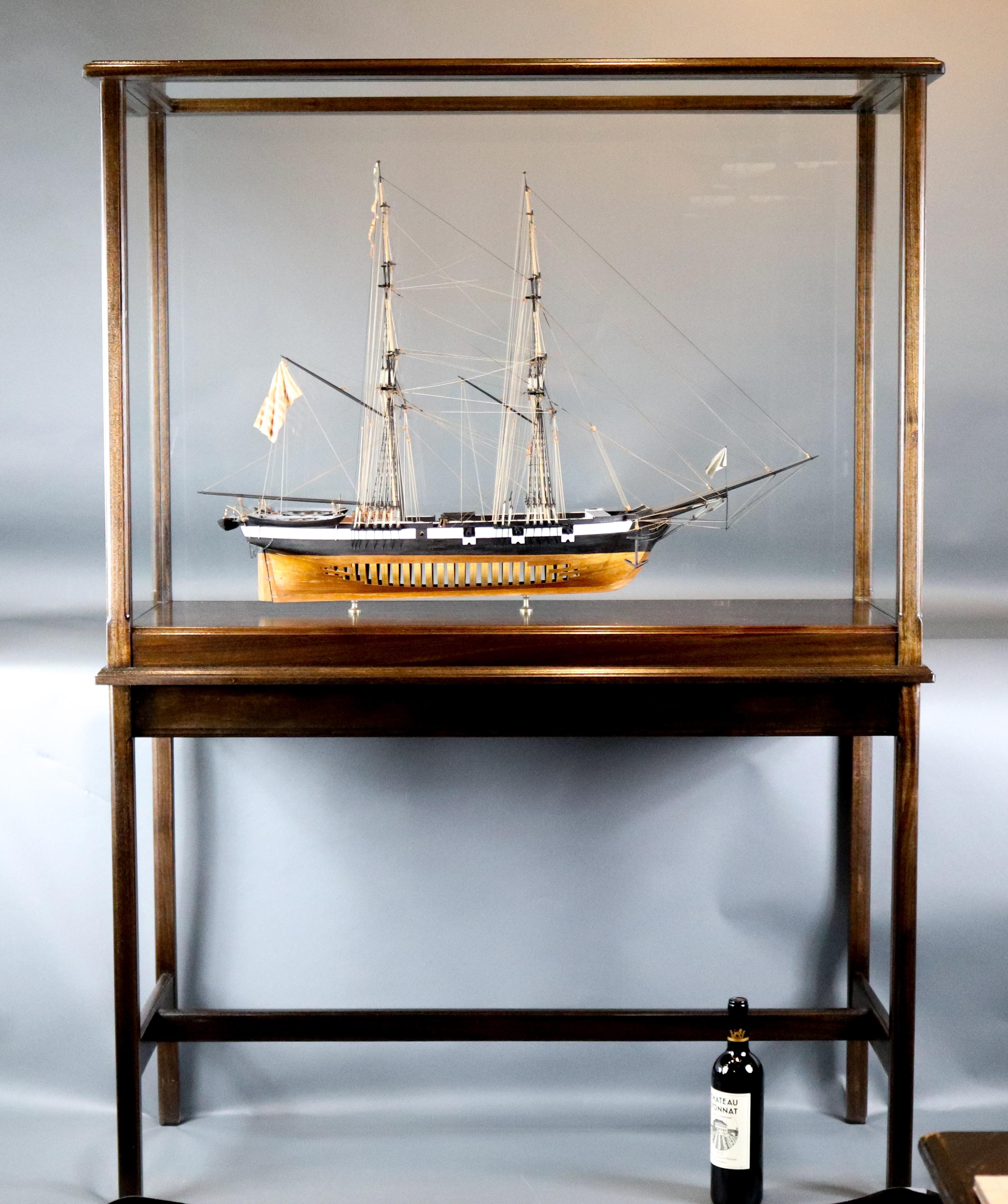 Exquisite ship model by William Hitchcock of the United States naval brig 