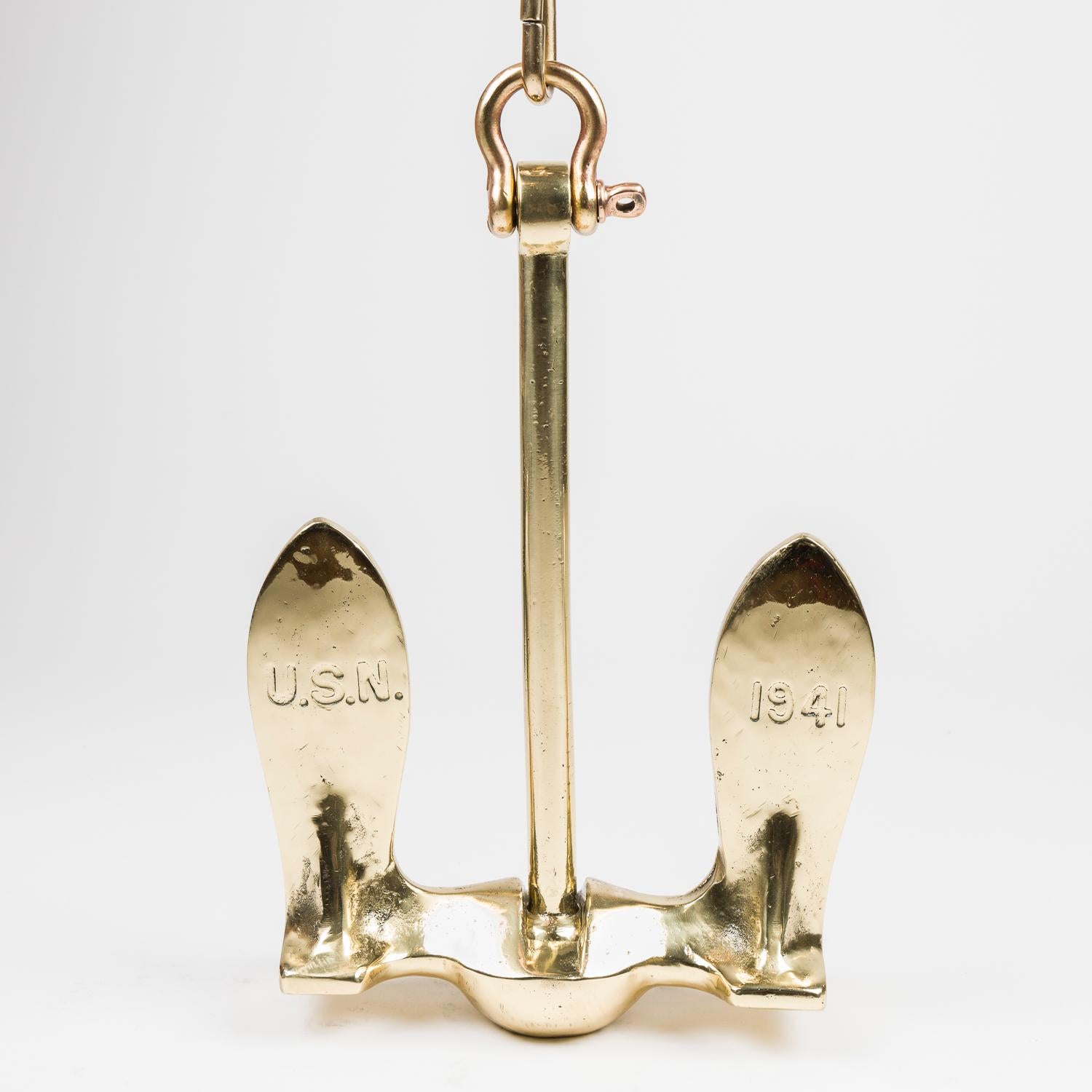 Industriel Ancre de navire en bronze de l'US Navy de la Seconde Guerre mondiale marquée : USN 1941 en vente