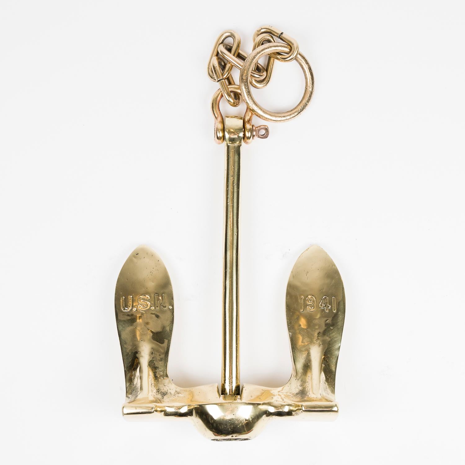 Bronze Ancre de navire en bronze de l'US Navy de la Seconde Guerre mondiale marquée : USN 1941 en vente