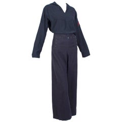 Retro US Navy Crackerjack Sailor Pant and Middy Shirt Ensemble - Men S / Women L, 1967