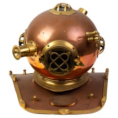 Used U.S. Navy Sea Diving Nautical Copper & Brass Helmet 