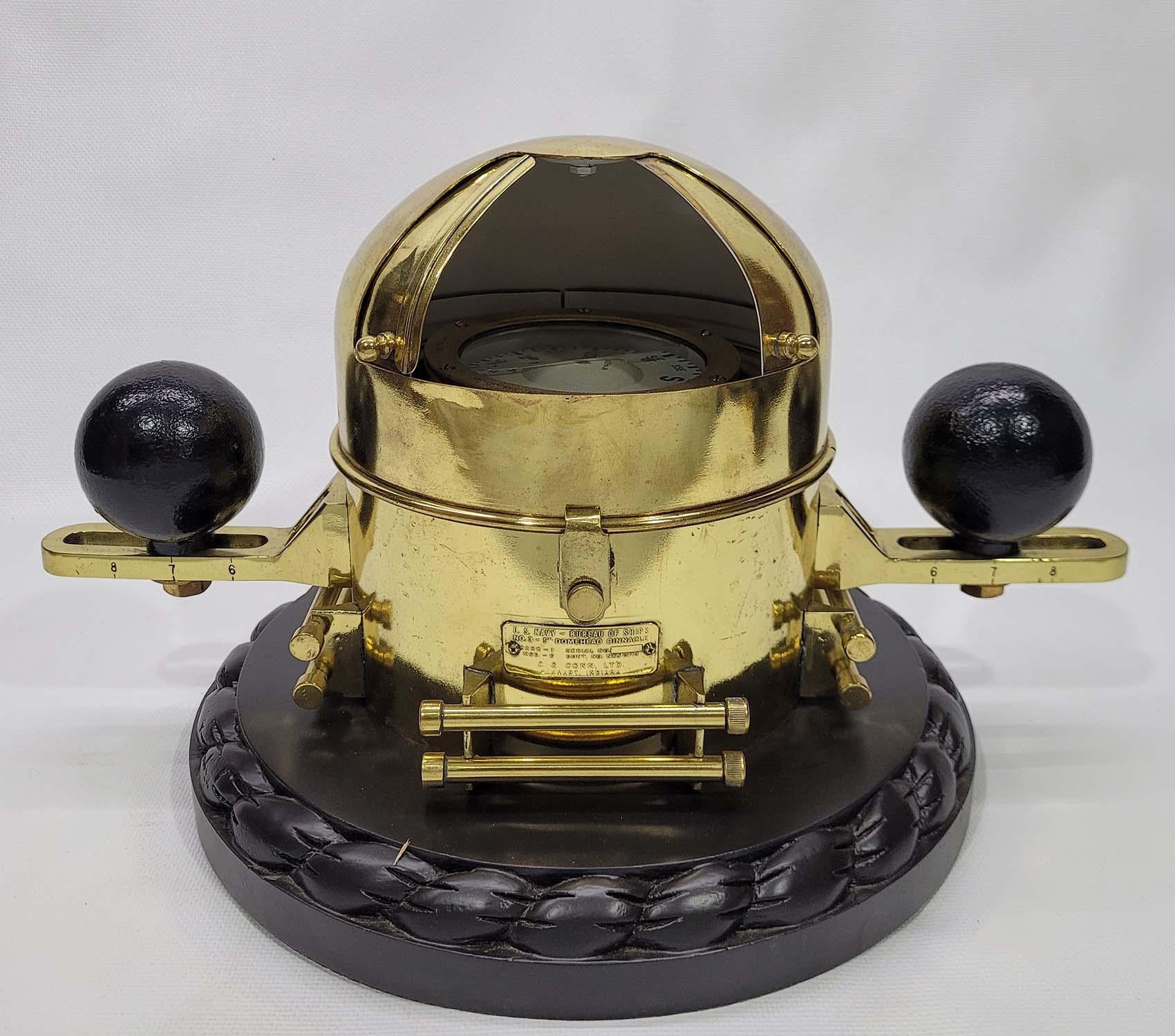 US Navy Solid Brass Ships Binnacle Compass 2
