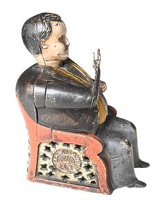 Us patent tammany mechanical  cast iron saving bank, 1875