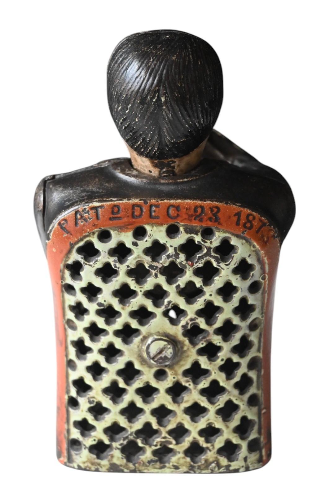 Brevetto tammany meccanico  salvadanaio in ghisa, 1875 In condizioni buone in vendita a Bilzen, BE