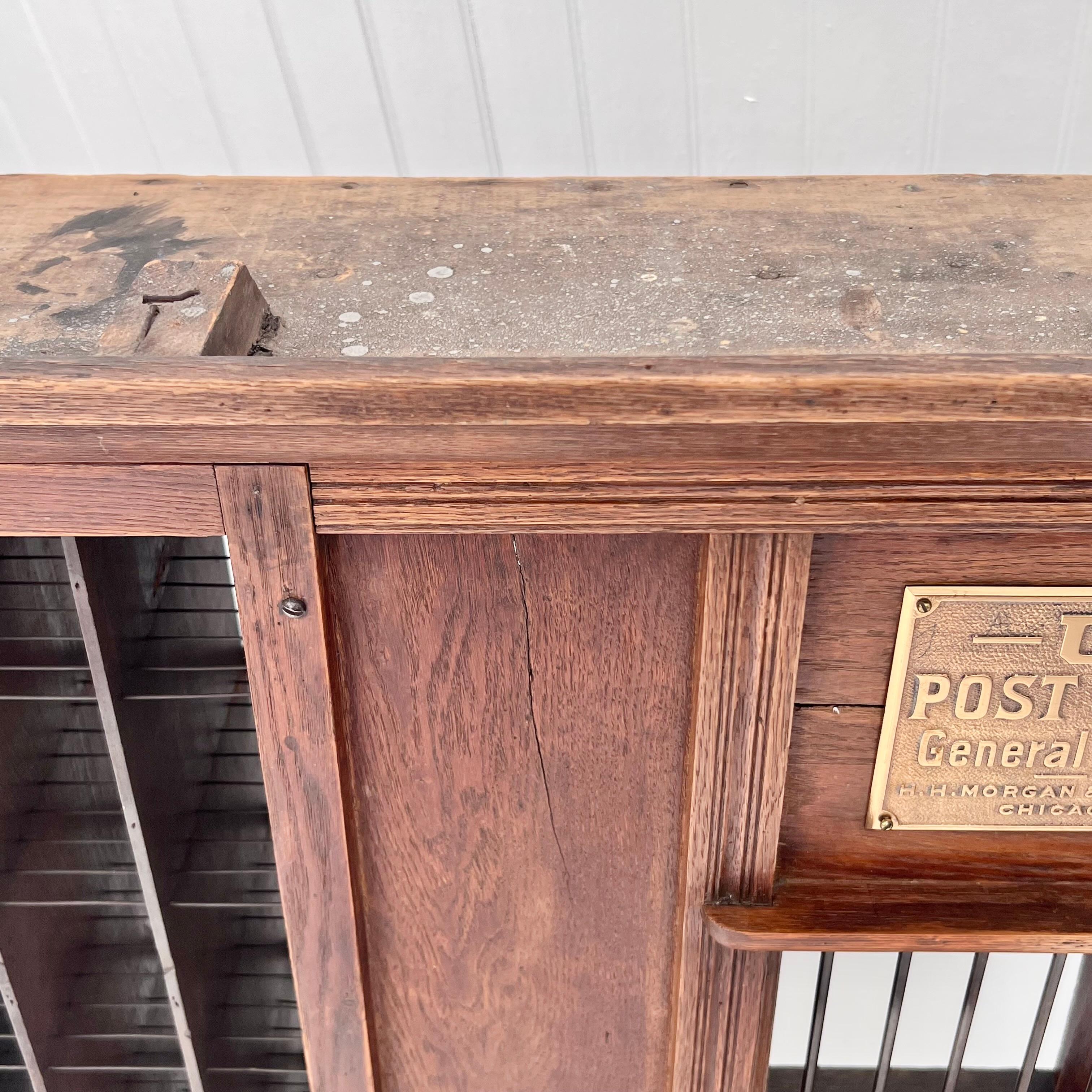Metal U.S. Post Office Postal Window with Teller's Cage, Late 1800s USA For Sale