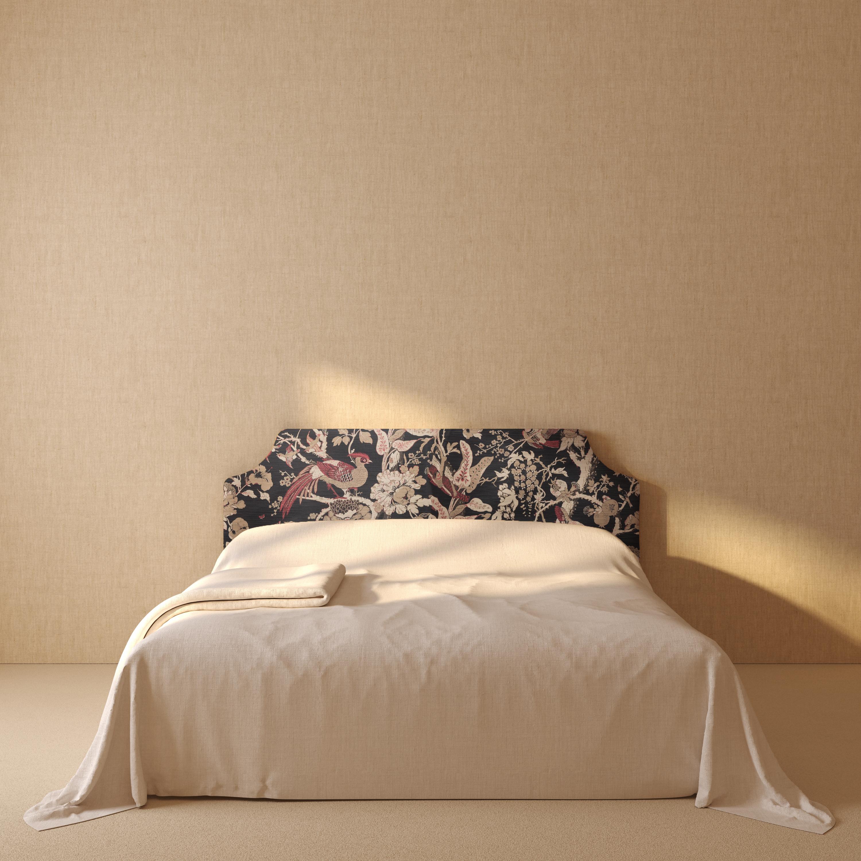 Minimalist US Queen Size Cabana Headboard upholstered in Dedar Sn Silkbird