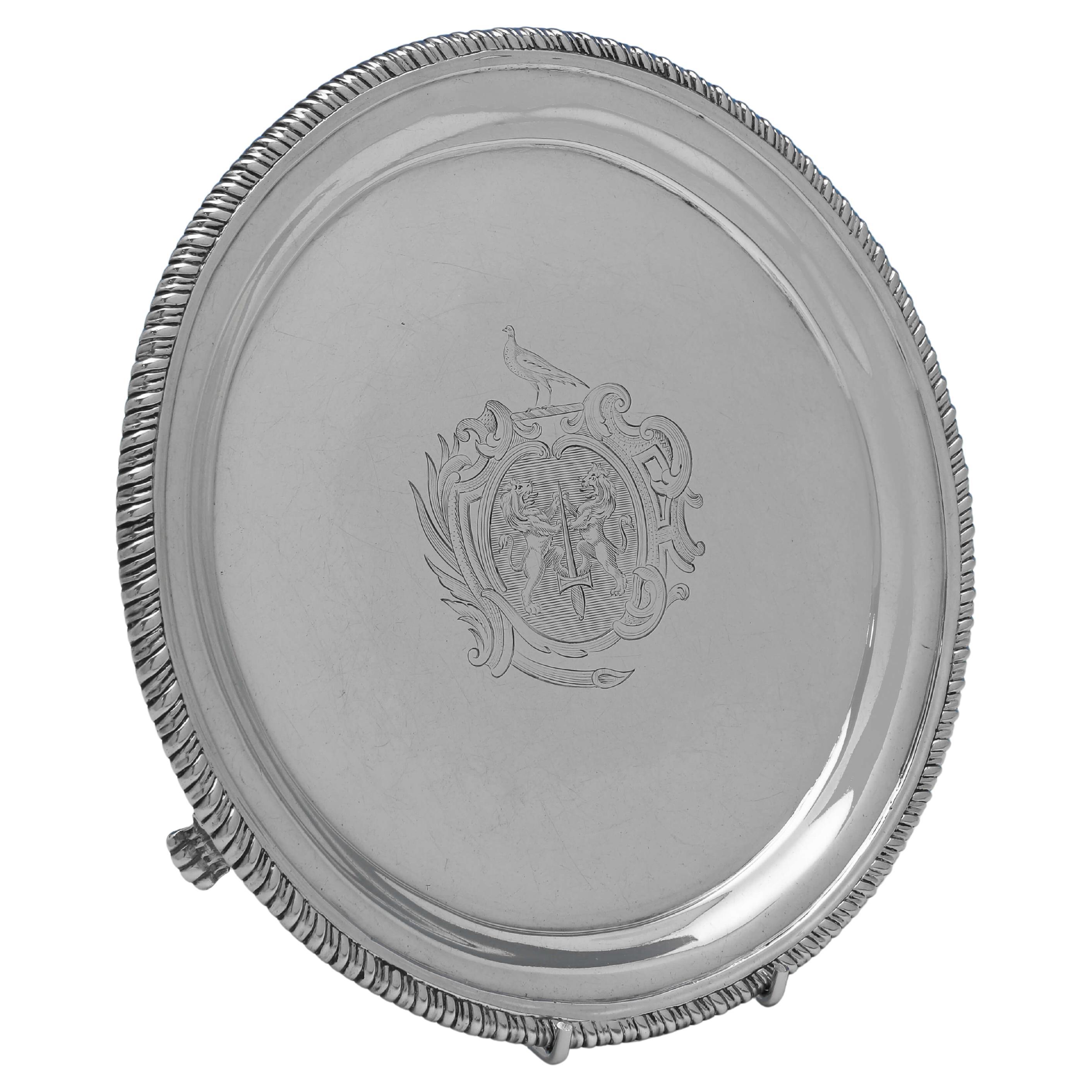 US Senate Interest, Antique Sterling Silver Salver, John Cafe 1759