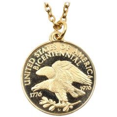 U.S.A. Coin Necklace 14 Karat Yellow Gold