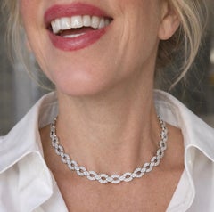USA Designer ADJ 12.00cttw Diamond 18K White Gold Necklace