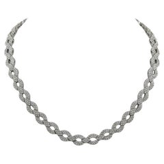 USA Designer ADJ 12.00cttw Diamond 18K White Gold Necklace