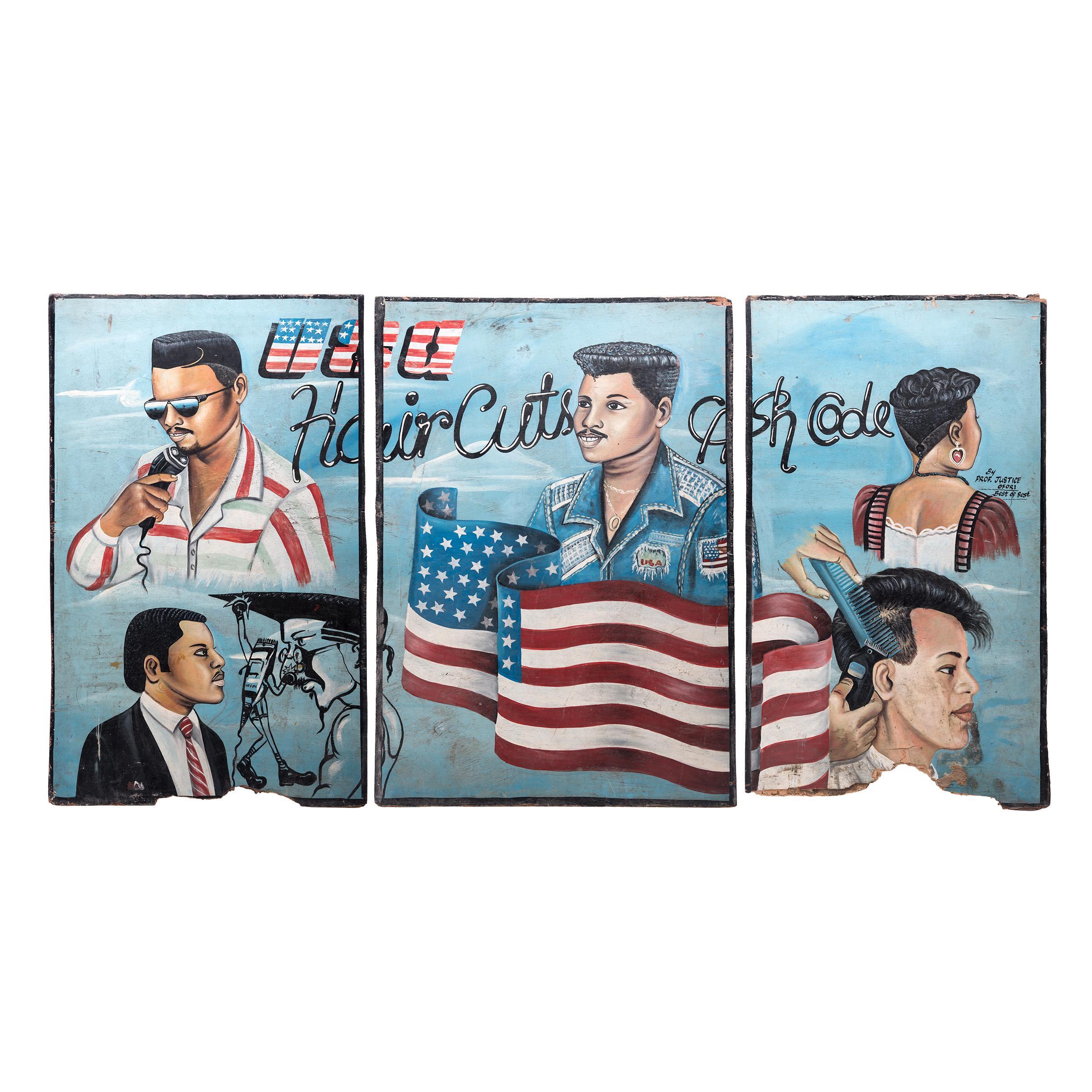 "USA Hair Cuts" African Barbershop Triptych