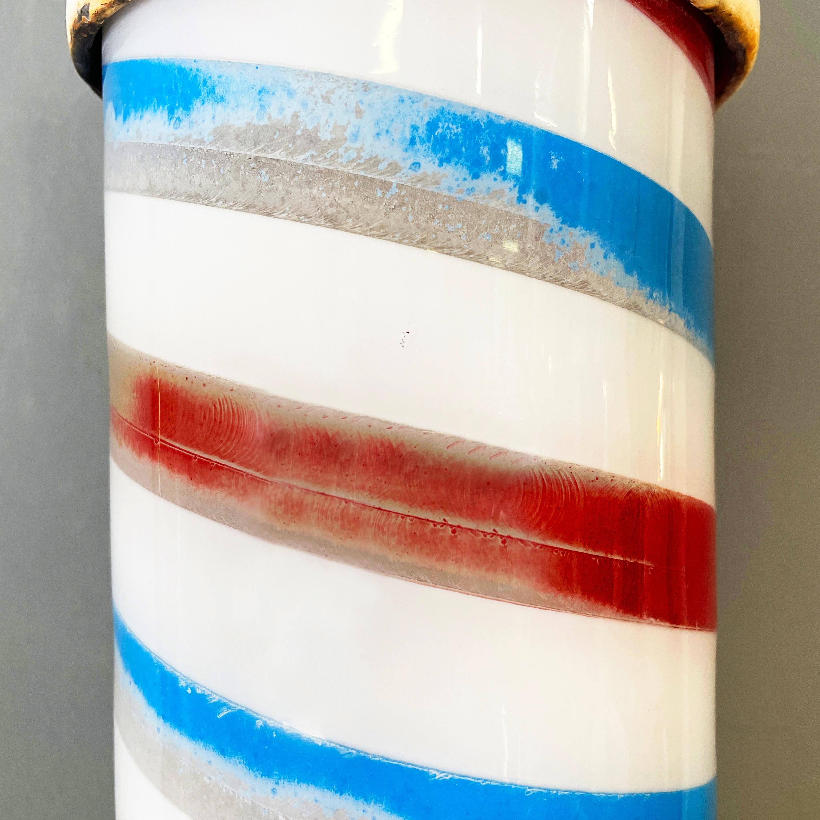 USA mid-century Lighted barber Pole in plastic, metal and opaline glass, 1950s For Sale 1