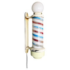 USA mid-century Lighted barber Pole in plastic, metal and opaline glass, 1950s