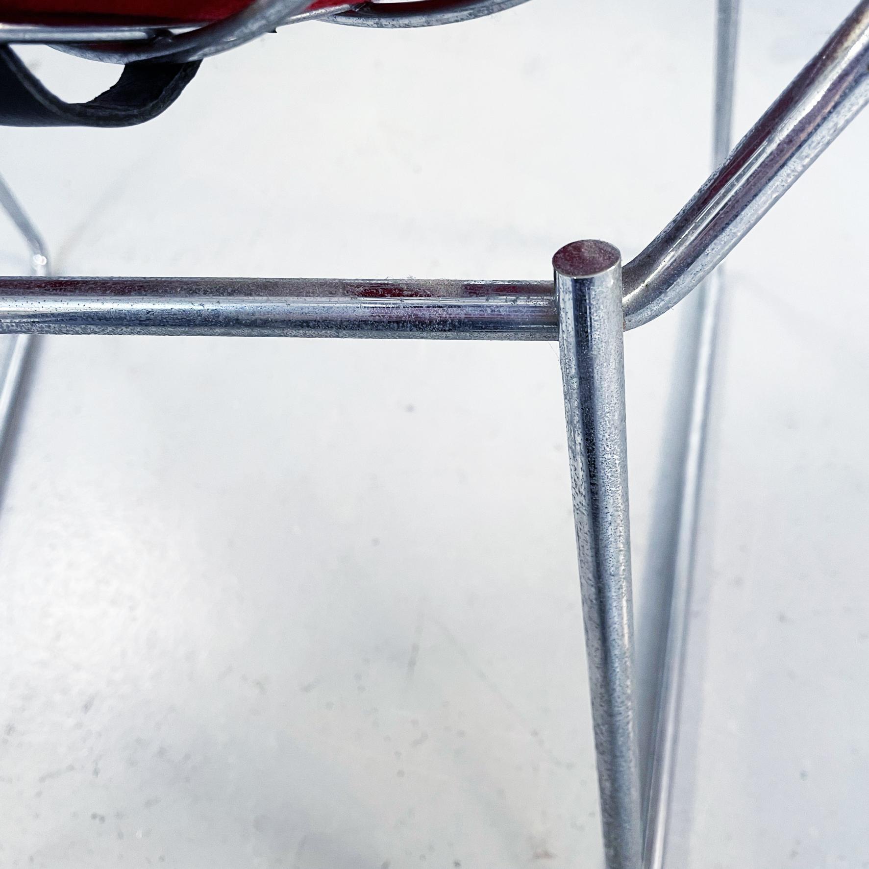 USA Mid-Century Red Cushion N Steel Diamond Armchairs by Bertoia for Knoll, 1970 5