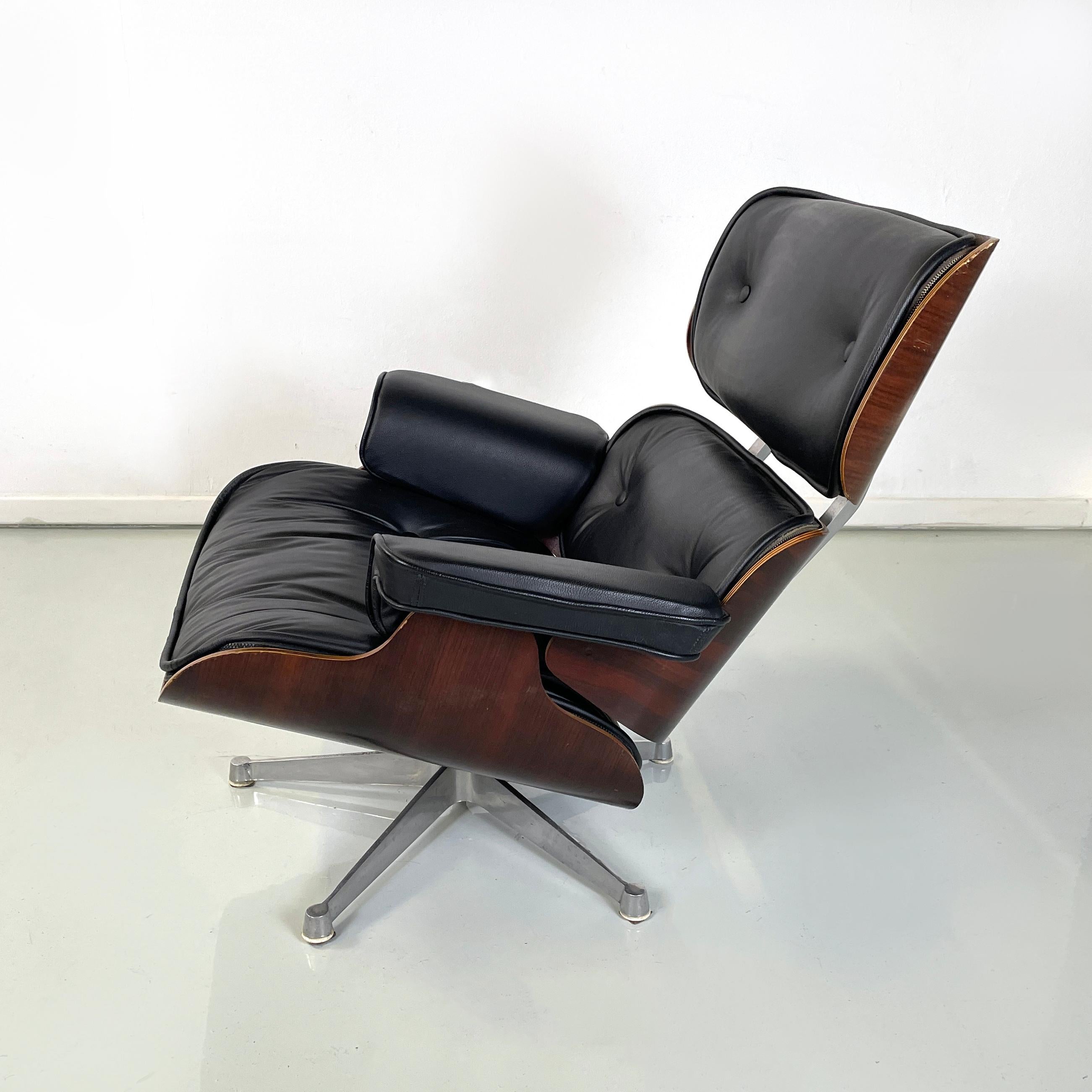 Usa modern Armchair and ottoman 670 671 by Eames for Herman Miller, 1970s In Good Condition In MIlano, IT