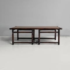 Usa rattan and wood coffe table by Lyda Levi for Mcguire, 1970s