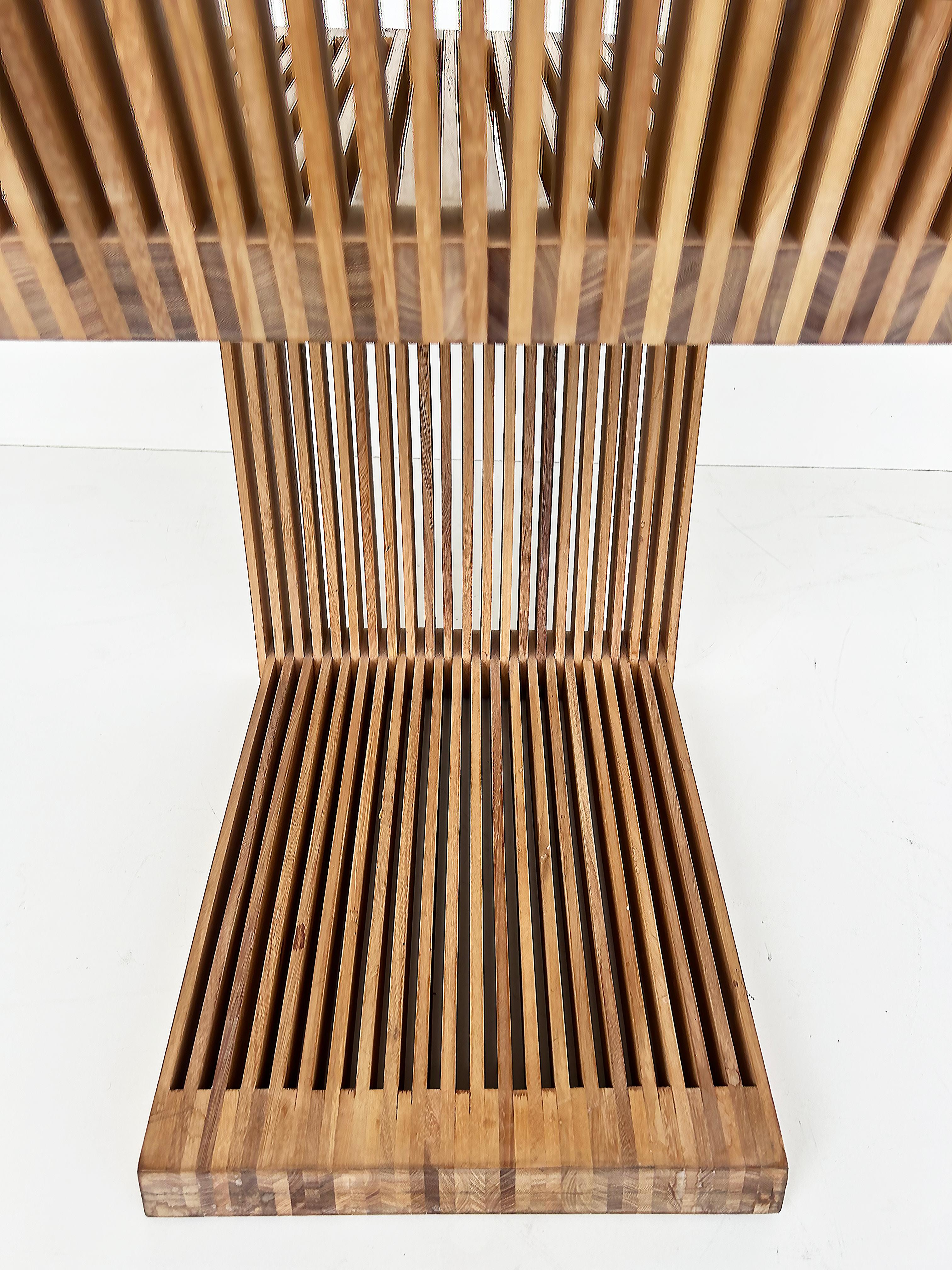 USA Lattenrost Wood Cantilevered Zig-Zag Esszimmerstühle, 6-teilig im Angebot 6