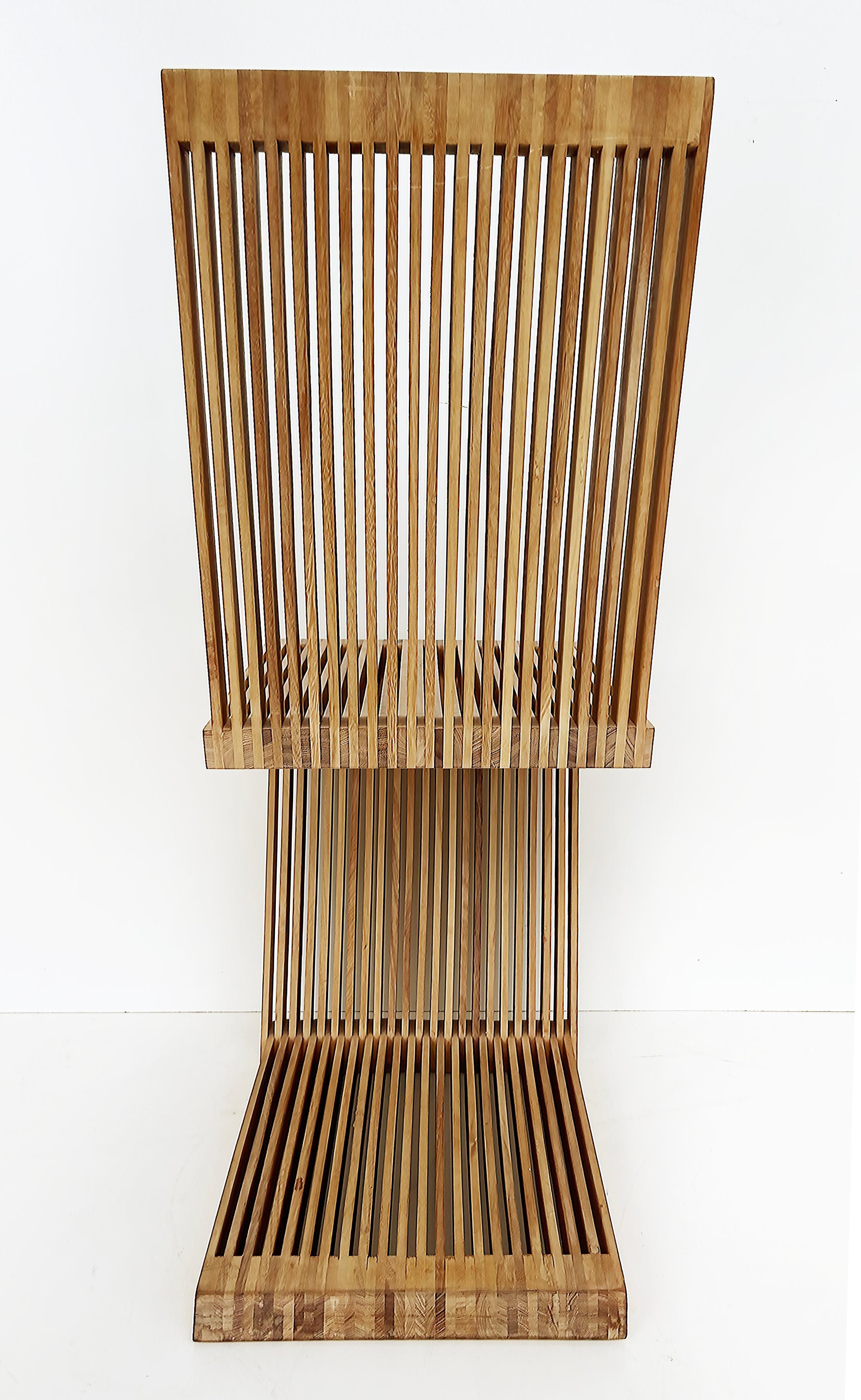 USA Lattenrost Wood Cantilevered Zig-Zag Esszimmerstühle, 6-teilig im Zustand „Gut“ im Angebot in Miami, FL