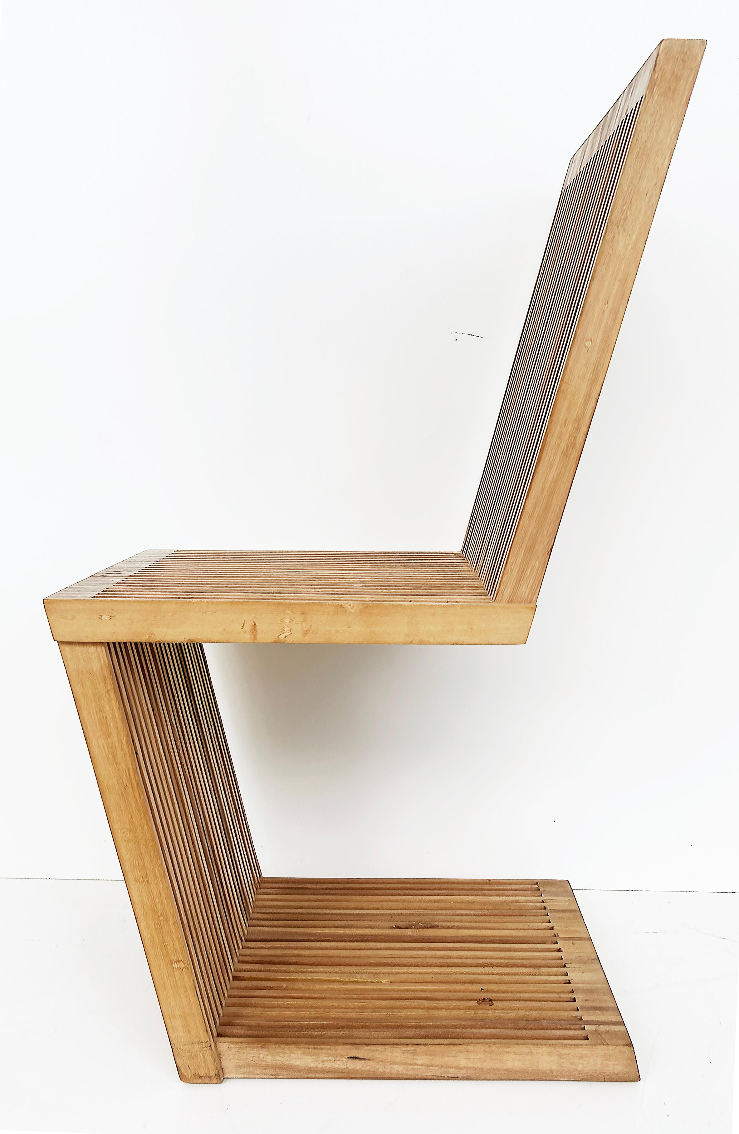 USA Lattenrost Wood Cantilevered Zig-Zag Esszimmerstühle, 6-teilig (Holz) im Angebot