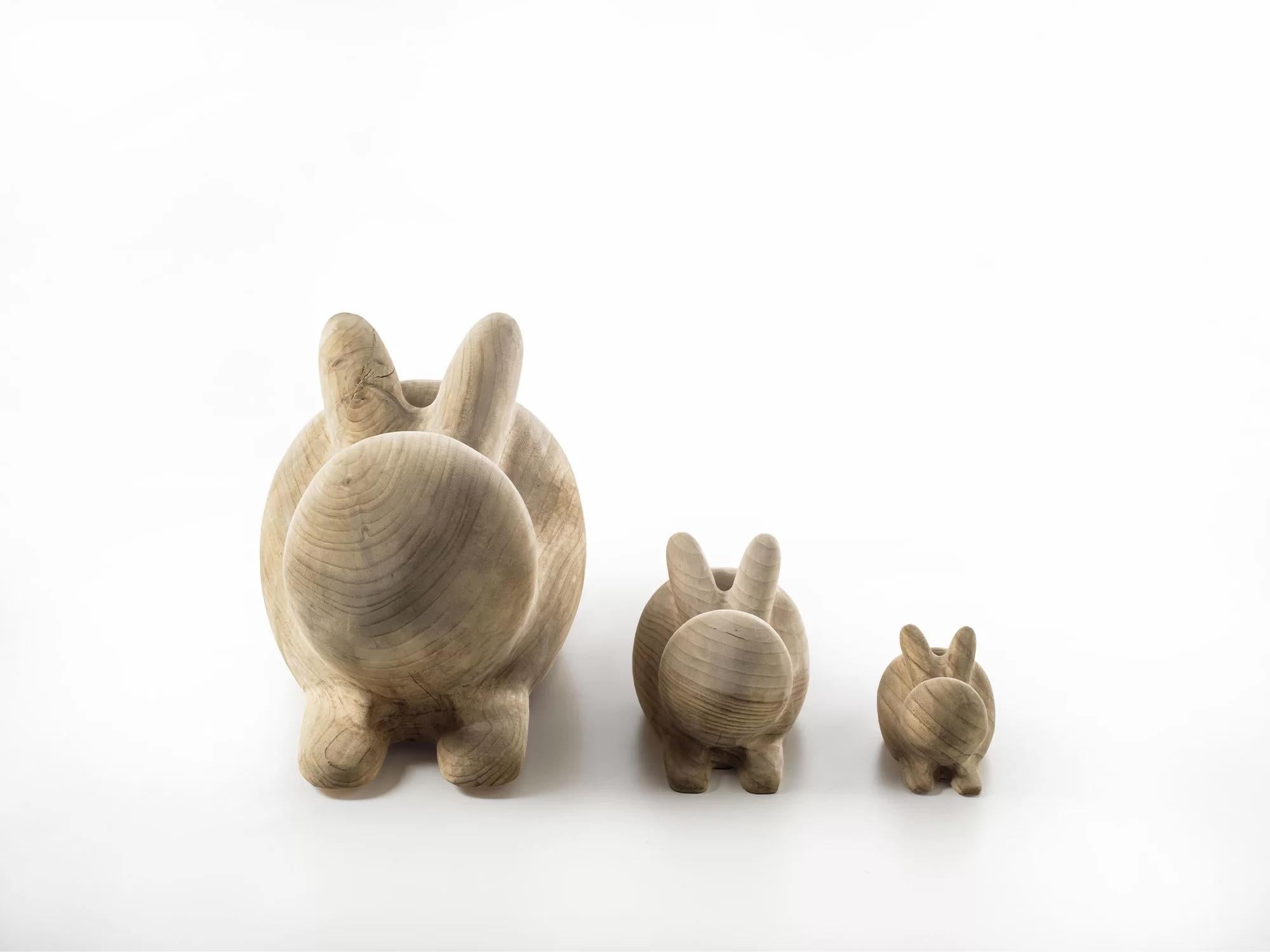 Contemporary Usako Solid Wood Rabbit Sculpture, Designed by Setsu & Shinobu ITO For Sale
