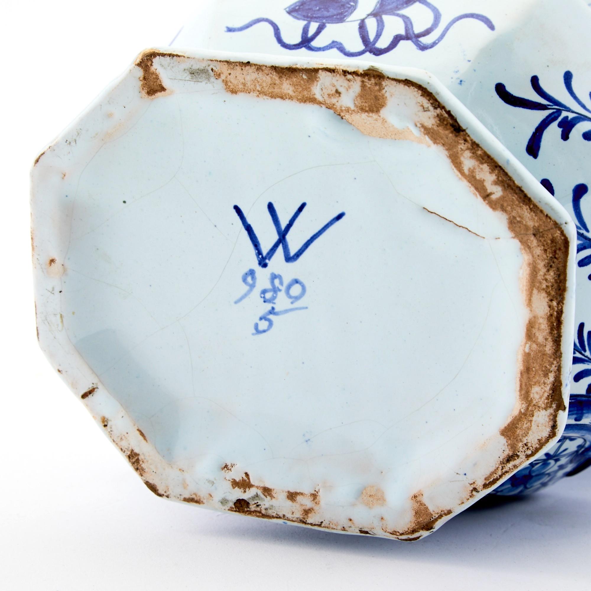 User Early 19th Century Dutch Delft blue and white Netherlands glazed ceramic co For Sale 5