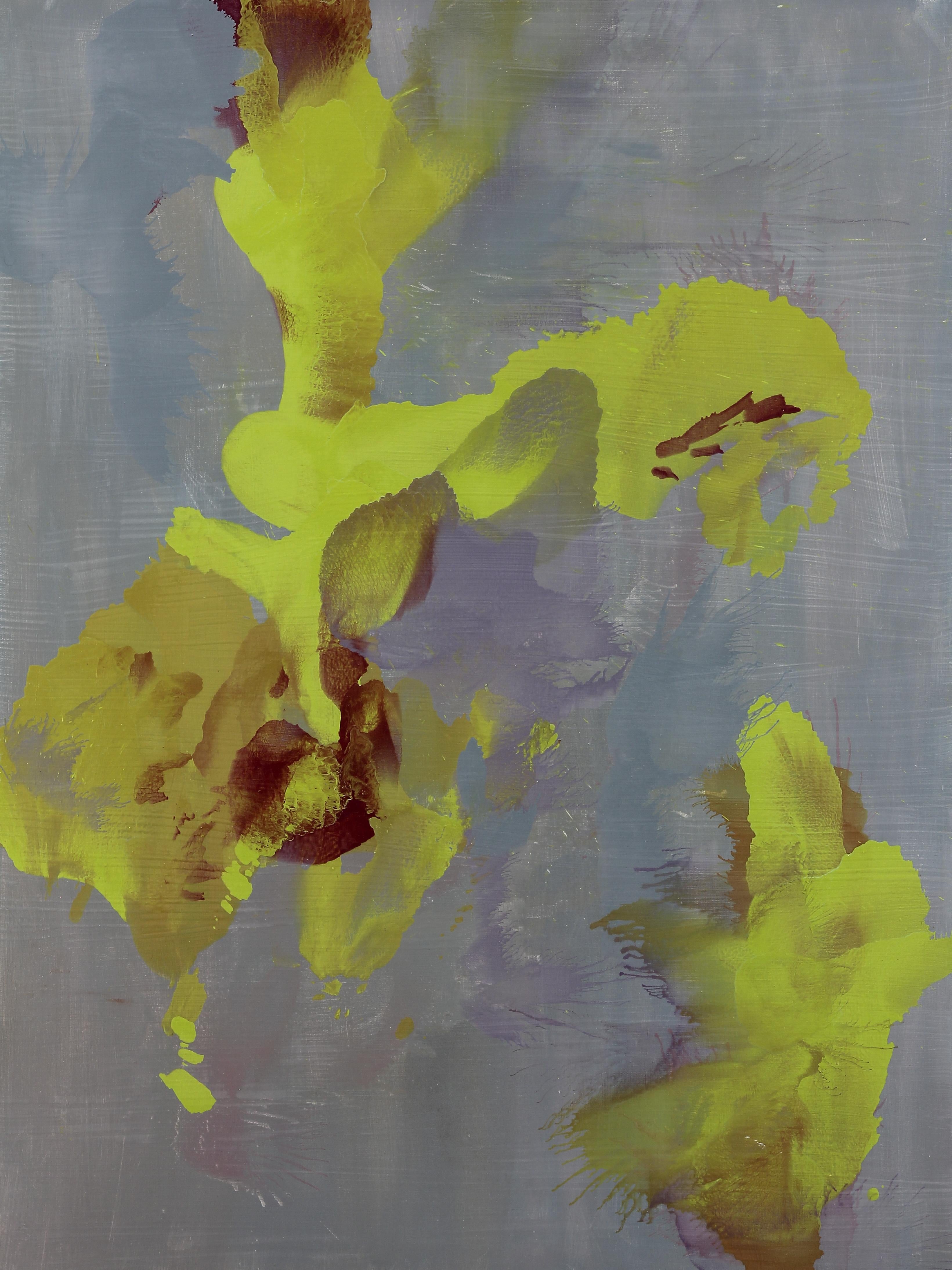 Usha Shukla Abstract Painting - Zinnia, Abstract Oil Painting, 2020
