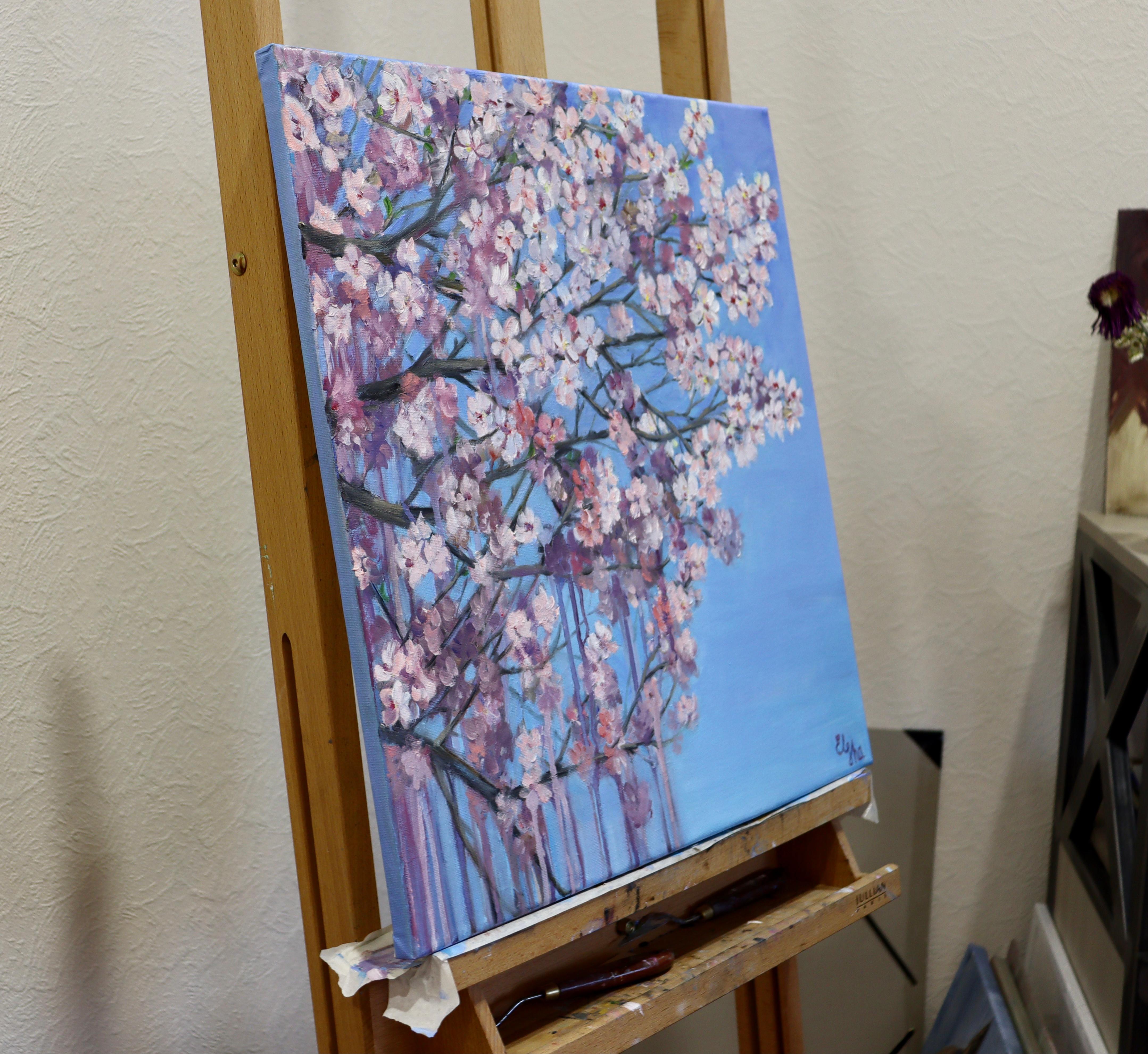 Melo in fiore - Landscape Painting Grigio di Ushanova Elena