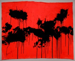 "Black on Red – October 30, 2012, " Acrylic on Canvas - Abstract Boxing Painting