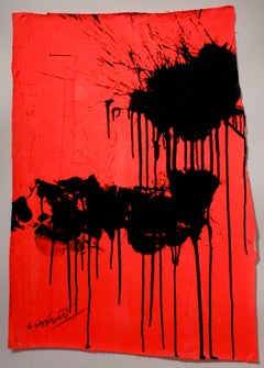 "Black on Red – October 30, 2012, " Acrylic on Canvas - Abstract Boxing Painting