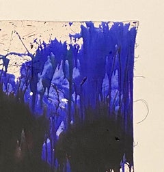 "Blue and Black on White, " Acrylic Paint on Canvas - Abstract Boxing painting