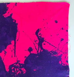 « Blue on Magenta », peinture à l'acrylique sur toile - peinture abstraite de boxe