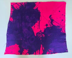 "Blue on Magenta, " Acrylic Paint on Canvas - Abstract Boxing painting