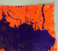 "Blue on Orange, " Acrylic Paint on Canvas - Abstract Boxing painting