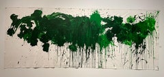 "Green on White, " Acrylic on Canvas - Abstract Boxing painting