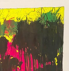 "Magenta, Black and Black on Yellow, " Acrylic Paint on Canvas - Boxing painting