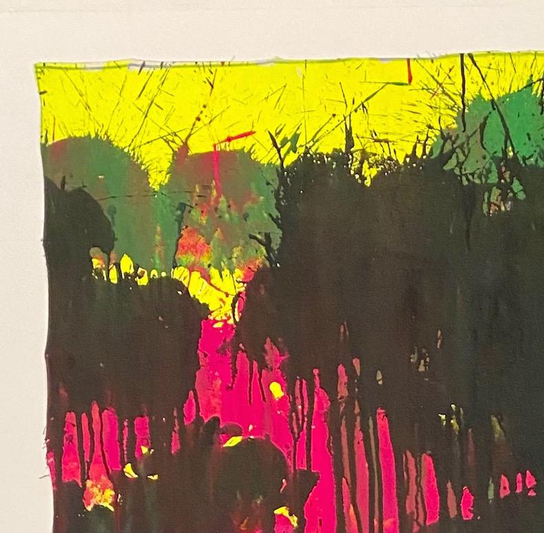 Esta pintura abstracta acrílica sobre lienzo posee una desafiante combinación de colores que refleja la capacidad de Ushio para mantener tanta pasión a pesar de su avanzada edad. 

Nacido en Tokio en 1932, Ushio Shinohara (apodado 